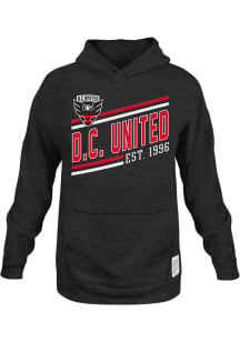 Original Retro Brand DC United Youth Black Curved Slant Long Sleeve Hoodie