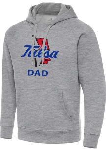 Antigua Tulsa Golden Hurricane Mens Grey Heather Dad  Victory Long Sleeve Hoodie