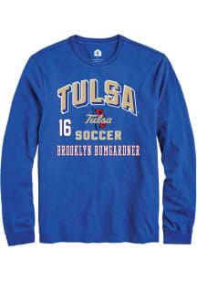brooklyn bumgardner Tulsa Golden Hurricane Blue NIL Arch Logo Long Sleeve Player T Shirt
