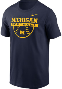 Nike Michigan Wolverines Blue Dedication Softball Short Sleeve T Shirt