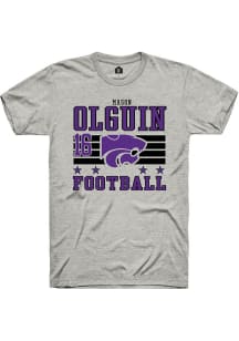 Mason Olguin  K-State Wildcats Ash Rally Football NIL Striped Short Sleeve T Shirt