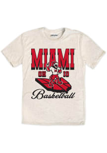 Miami RedHawks Oatmeal Mascot State Shape Basketball Short Sleeve Fashion T Shirt