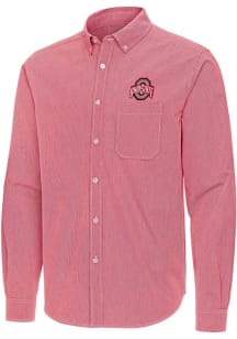 Antigua Ohio State Buckeyes Mens Red Porter Long Sleeve Dress Shirt