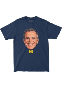 Dusty May Michigan Wolverines Navy Blue Big Head Graphic Short Sleeve Fashion Player T Shirt