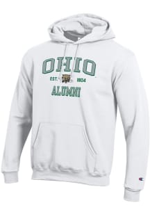 Champion Ohio Bobcats Mens White Est Date Alumni Powerblend Long Sleeve Hoodie