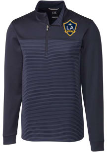Cutter and Buck LA Galaxy Mens Navy Blue Traverse Stripe Big and Tall Qtr Zip