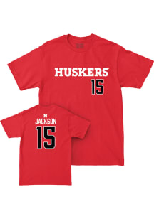 Andi Jackson Nebraska Cornhuskers Scarlet Red Volleyball Name and Number Short Sleeve Fashion Play..