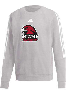 Adidas Miami RedHawks Mens Grey Fleece Long Sleeve Crew Sweatshirt