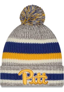 New Era Pitt Panthers Blue Stripe Cuff Pom Mens Knit Hat