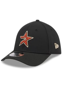 New Era Houston Astros Mens Black 39THIRTY M-Crown Flex Hat