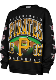 47 Pittsburgh Pirates Womens Black Go Big Crew Sweatshirt