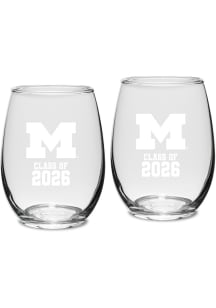 Michigan Wolverines Class of 2026 Stemless Wine Set Stemless Wine Glass - White