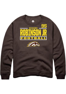DeShawn Robinson Jr Western Michigan Broncos Mens Brown Football NIL Stacked Box Player Crew