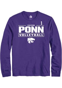 Caleigh Ponn K-State Wildcats Purple NIL Stacked Box Long Sleeve Player T Shirt