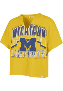 47 Michigan Wolverines Womens Gold Win Big Short Sleeve T-Shirt
