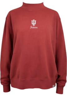 Summit Sportswear Indiana Hoosiers Womens Crimson Pigment Dyed Mock Crew Sweatshirt