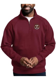 Harvard Crimson Mens Maroon Harvard Shield Long Sleeve Qtr Zip Pullover