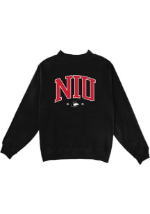 Blue 84 Northern Illinois Huskies Womens Black Mock Neck Crew Sweatshirt
