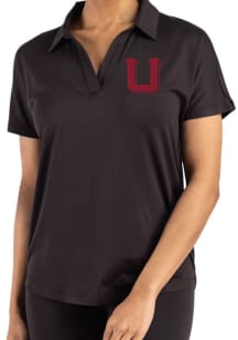 Cutter and Buck Utah Utes Womens Black Vault Coastline Short Sleeve Polo Shirt