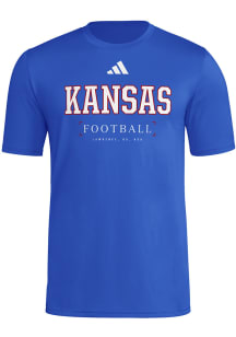 Adidas Kansas Jayhawks Blue Locker Practice Football Short Sleeve T Shirt