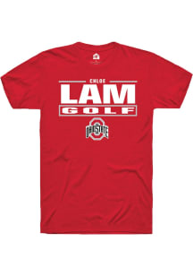 Chloe Lam Ohio State Buckeyes Red NIL Stacked Box Short Sleeve Player T Shirt