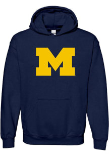 Michigan Wolverines Mens Navy Blue Primary Logo Long Sleeve Hoodie