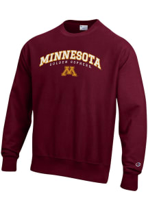 Champion Minnesota Golden Gophers Mens Maroon Arch Reverse Weave Long Sleeve Crew Sweatshirt