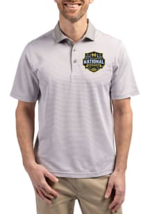 Cutter and Buck Michigan Wolverines Mens Anthracite 2026 MBB Champions Virtue Eco Pique Micro Stri..