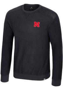 Colosseum Nebraska Cornhuskers Mens Black Sweet Dee Waffle Long Sleeve Sweatshirt