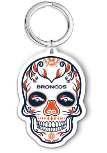 Denver Broncos Acrylic Skull Keychain - Navy Blue