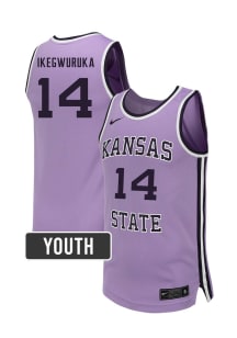Mobi Ikegwuruka  Nike K-State Wildcats Youth NIL Name And Number Lavender Basketball Jersey