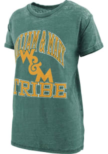 Pressbox William & Mary Tribe Womens Green Burnout Short Sleeve T-Shirt