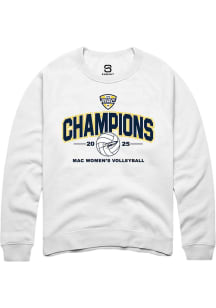 Summit Sportswear Toledo Rockets Mens White MAC 2025 Volleyball Champions Long Sleeve Crew Sweatsh..
