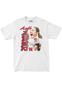Andi Jackson Nebraska Cornhuskers Youth White Caricature Tee Fashion Player Tee