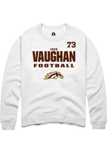 Zach Vaughan Western Michigan Broncos Mens White Football NIL Stacked Box Player Crew