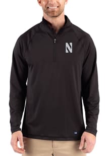 Cutter and Buck Northwestern Wildcats Mens Black Prospect Eco Big and Tall Qtr Zip