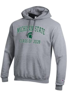 Champion Michigan State Spartans Mens Grey Font Class of 2028 Powerblend Long Sleeve Hoodie