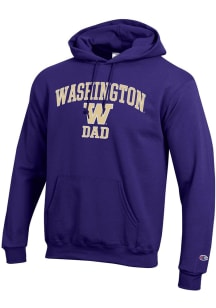 Champion Washington Huskies Mens Purple Arch Logo Dad Powerblend Long Sleeve Hoodie