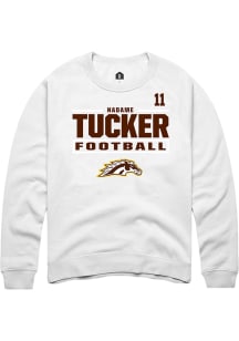 Nadame Tucker Western Michigan Broncos Mens White Football NIL Stacked Box Player Crew