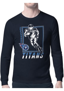 Starter Tennessee Titans Navy Blue Grid Long Sleeve T Shirt