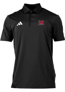 Adidas Miami RedHawks Mens Black Heat Seal Ultimate 365 Short Sleeve Polo