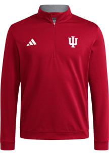 Adidas Indiana Hoosiers Mens Red Elevated Long Sleeve Qtr Zip Pullover