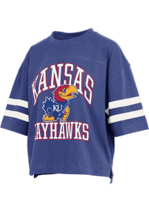 Pressbox Kansas Jayhawks Womens Blue Wayne Tyler Short Sleeve T-Shirt