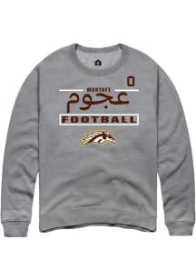 Mustafi Al-Gawari Western Michigan Broncos Mens Grey Football NIL Stacked Box Player Crew