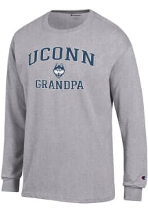 Champion UConn Huskies Grey Grandpa Jersey Long Sleeve T Shirt