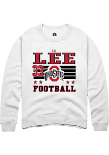 Eli Lee Ohio State Buckeyes Mens White Football NIL Striped Player Crew