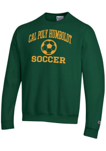 Champion Cal Poly Humboldt Lumberjacks Mens Green Soccer Powerblend Long Sleeve Crew Sweatshirt