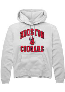 Summit Sportswear Houston Cougars Mens White No 1 Long Sleeve Hoodie