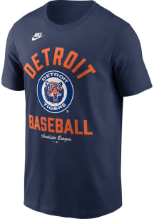 Nike Detroit Tigers Navy Blue Cooperstown Arched Name Baseball Short Sleeve T Shirt