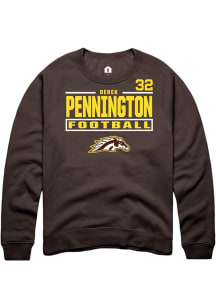 Derek Pennington Western Michigan Broncos Mens Brown Football NIL Stacked Box Player Crew